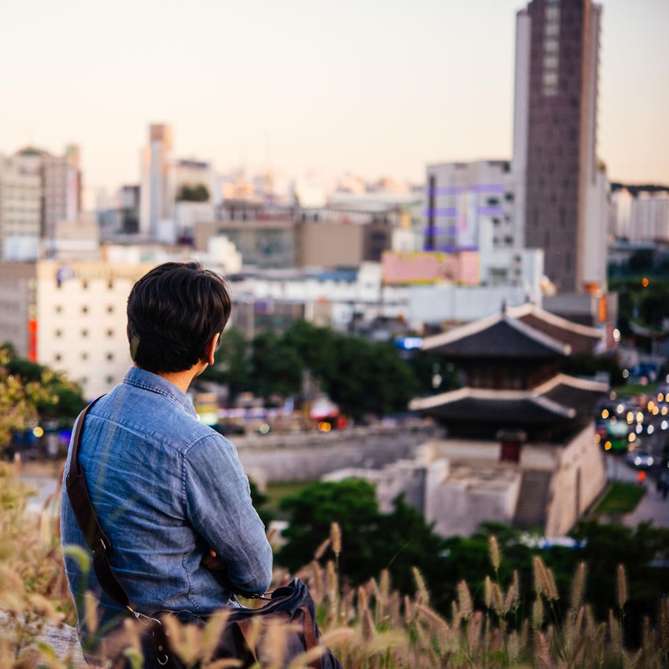 A man enjoys the view in Seoul