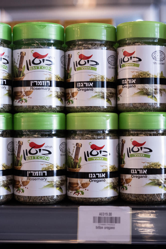 Products from Rimon supermarket, the first kosher retail store in the United Arab Emirates, in Dubai on May 19, 2023.