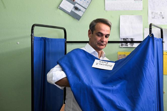 Kyriakos Mitsotakis, during the legislative elections, in Athens, June 25, 2023.