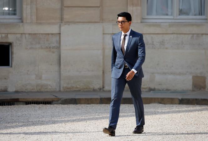Malagasy President Andry Rajoelina during a visit to the Elysee Palace in Paris on June 9, 2023.