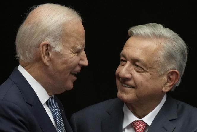 United States President Joe Biden and Mexican President Andres Manuel Lopez Obrador at the National Palace in Mexico City on January 9, 2023.