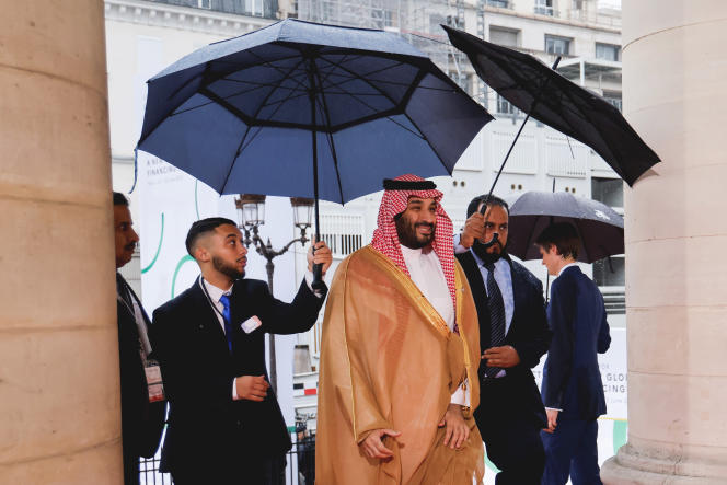 Saudi Crown Prince Mohammed Bin Salman arrives at the summit for a new financial pact, in Paris, June 22, 2023.