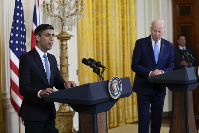 US President Joe Biden and British Prime Minister Rishi Sunak at the White House on June 8, 2023. 