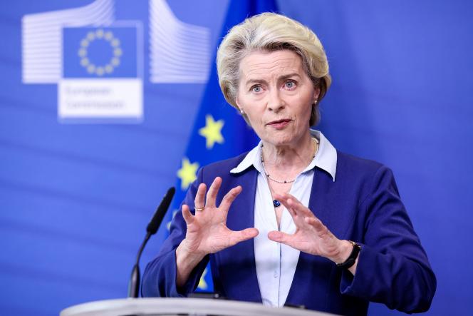 European Commission President Ursula von der Leyen at a press conference in Brussels on June 20, 2023. 