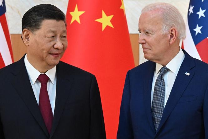 United States President Joe Biden with Xi Jinping, President of the People's Republic of China, left, at a G20 summit on the island of Bali in Indonesia, November 14, 2022.