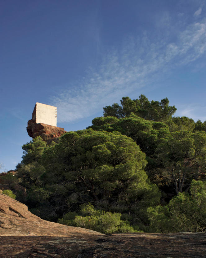 View of the Mare de Déu de la Roca Sanctuary, challenging the balance.
