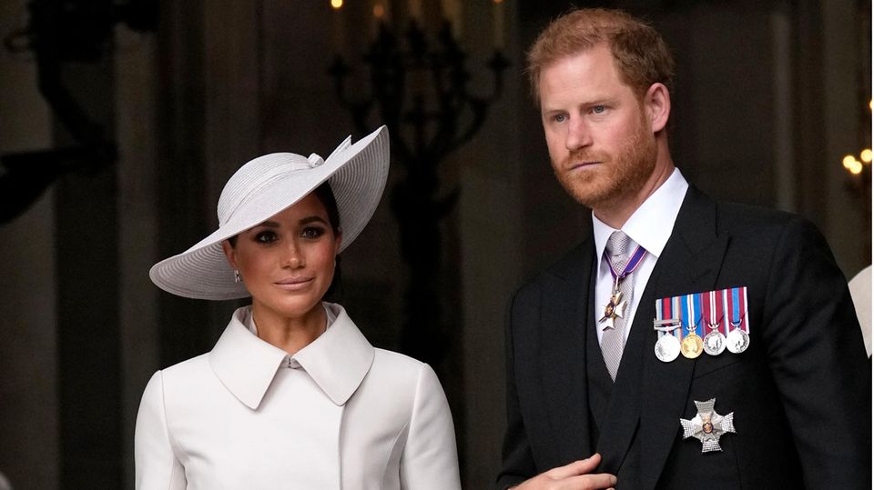 Duchess Meghan and Prince Harry at the throne anniversary