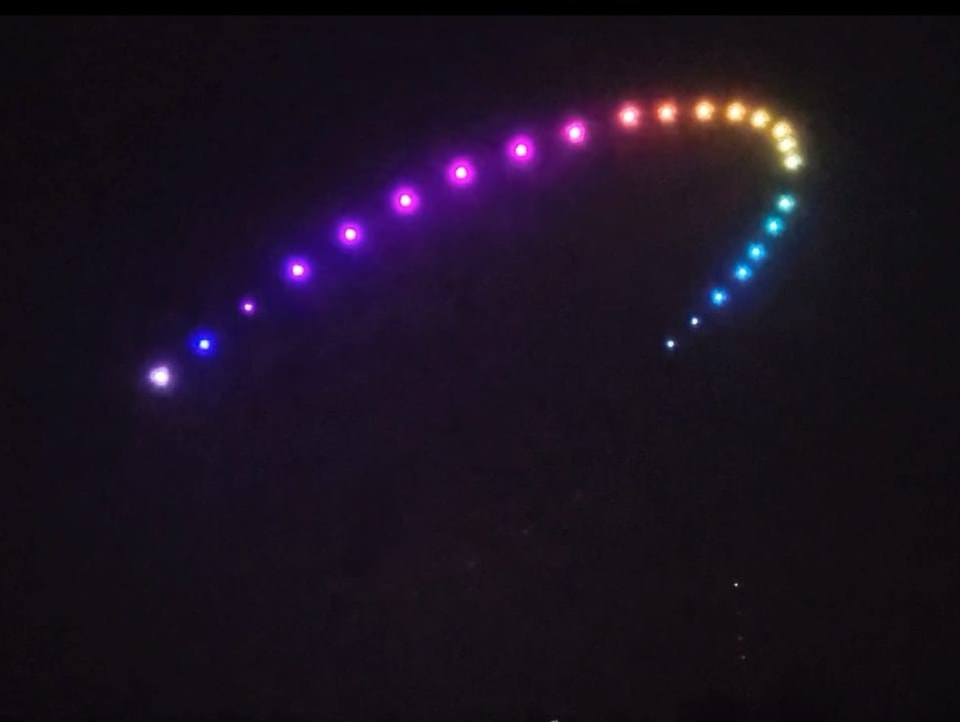 A colorful curve in the night sky.
