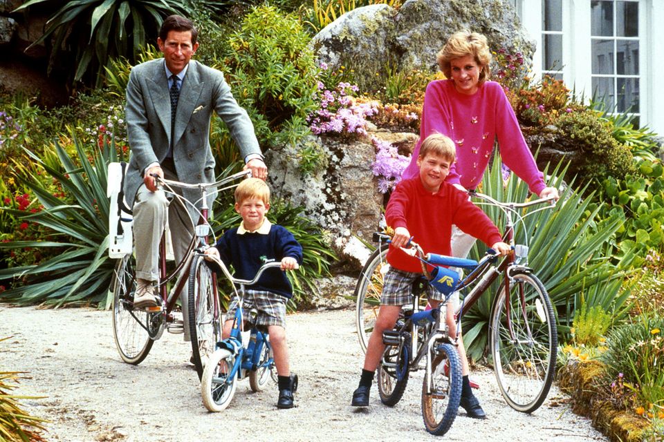 Charles, Harry, William and Diana on Tresco on June 1, 1985