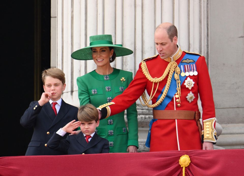 At Trooping the Color, Kate shines in a green dress by designer Andrew Gn.