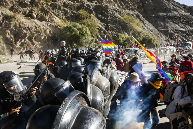 During a demonstration against a provincial constitutional reform, in Purmamarca, in the province of Jujuy (Argentina), June 17, 2023.