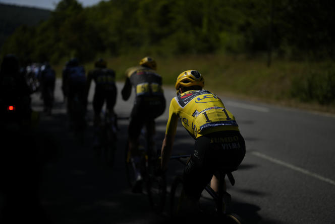 The yellow jersey Jonas Vingegaard, during the 18ᵉ stage of the Tour de France, between Moutiers and Bourg-en-Bresse, July 20, 2023. 