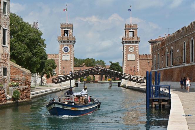 A view taken on July 29, 2023 shows the Arsenal in the 'sestiere' Castello, in Venice. 