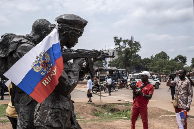 Monument of Russian instructors in Bangui, capital of the Central African Republic, in March 2023.