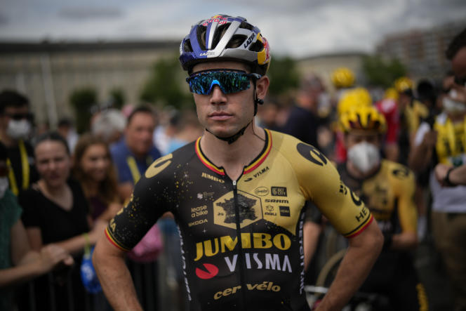 Wout van Aert at the start of the 5th stage of the Tour de France in Laruns, July 5, 2023.