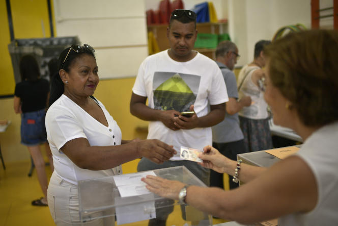 Voters at a polling station in Pamplona (Navarre), Spain, July 23, 2023.