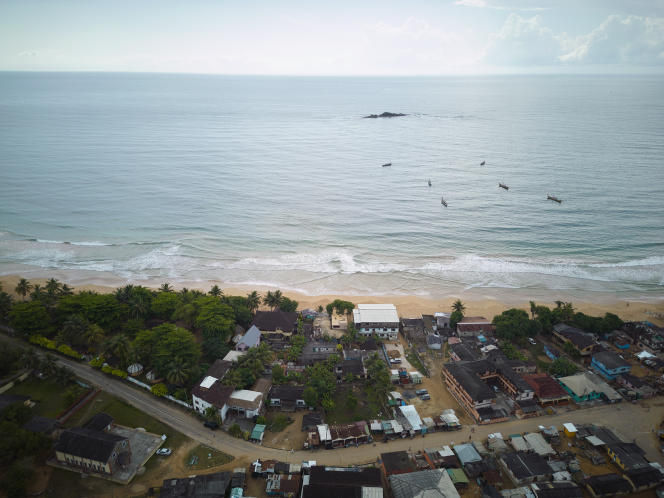 Aerial view of Busua, Ghana's 'surf capital'.
