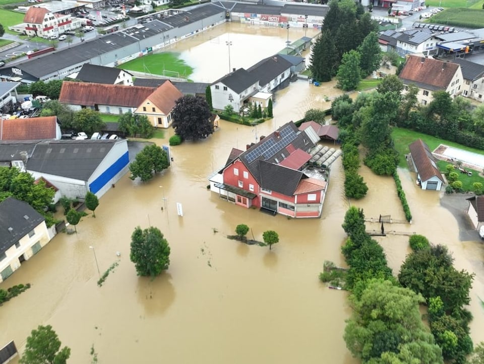 A village flooded.