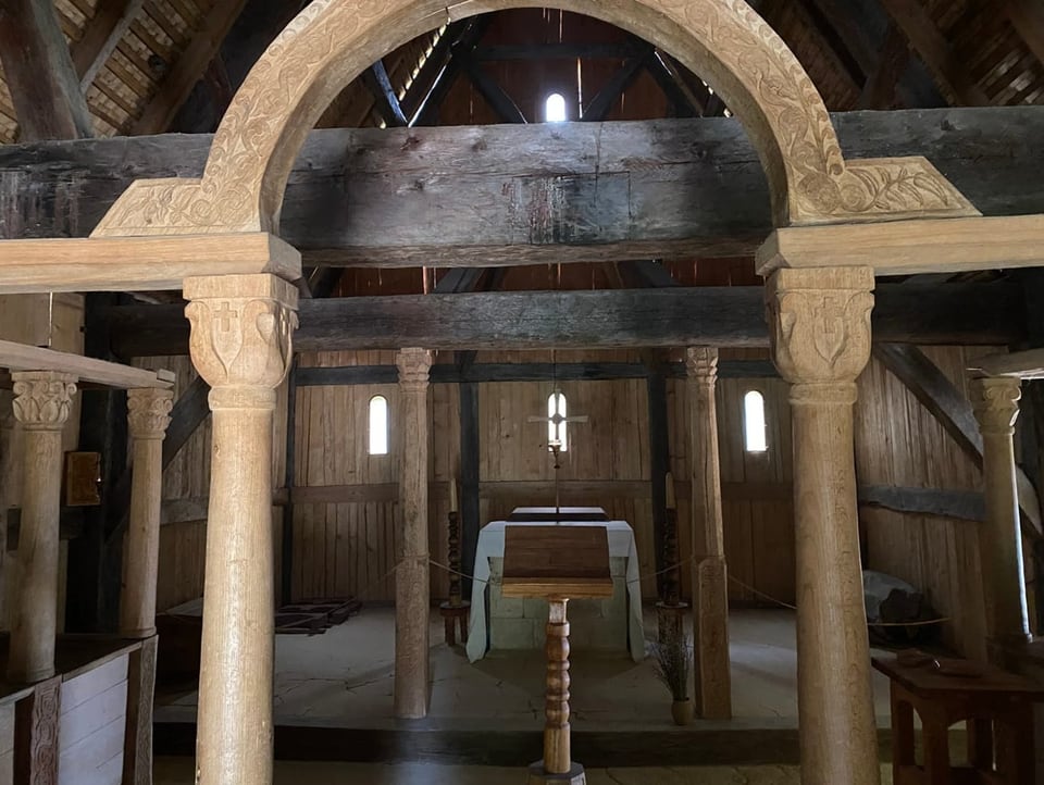 Wooden church from the inside