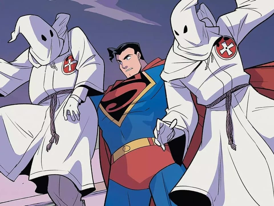 Superman picks up two clan members.