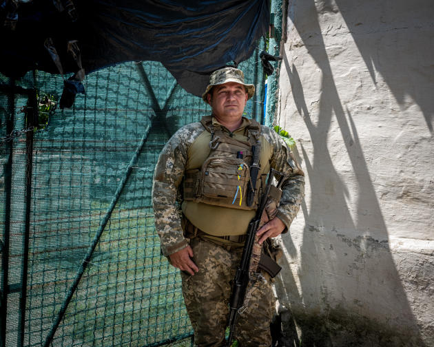 A soldier from the Ukrainian army's 79th infantry brigade, in Kurakhove, in the Donbass region, on July 5, 2023.