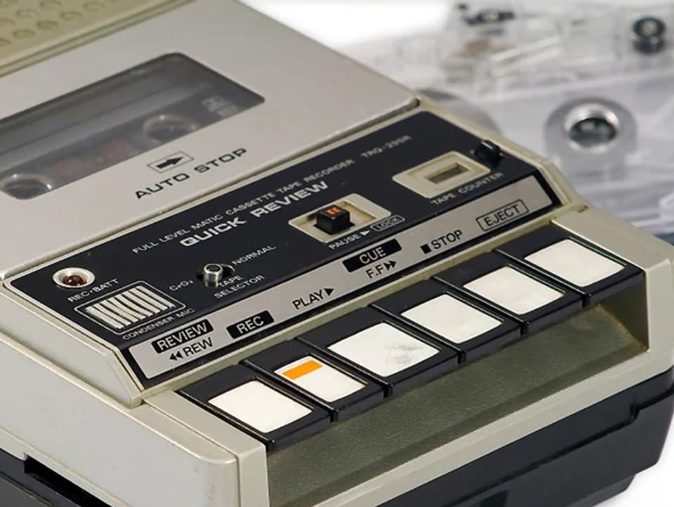 A tape recorder with buttons