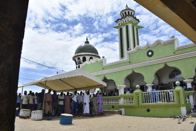 At the Fass Boye mosque, a moment of prayer for missing children, drowned on the migratory route to reach the Canary Islands, Spanish territory located off Senegal, August 15, 2023.