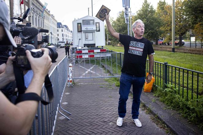 Edwin Wagensveld, head of the Dutch branch of the far-right Pegida movement, tore up a Koran on August 18 in The Hague, Netherlands.