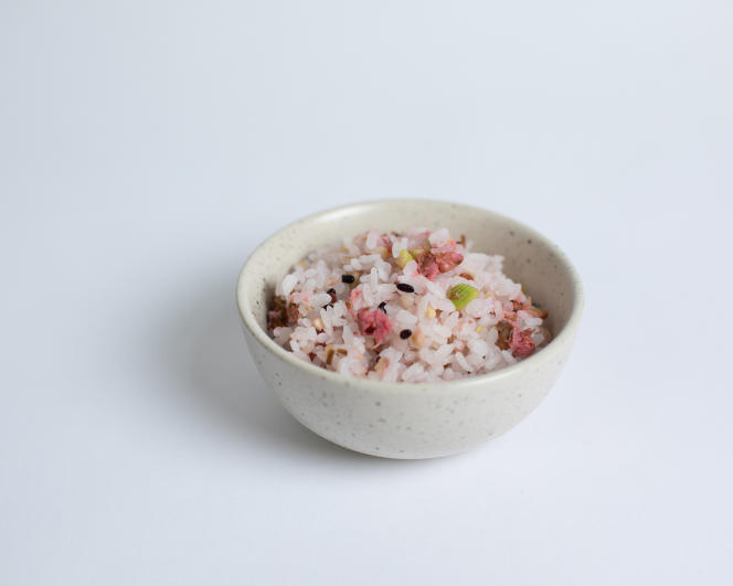 Bowl of cherry blossom rice.