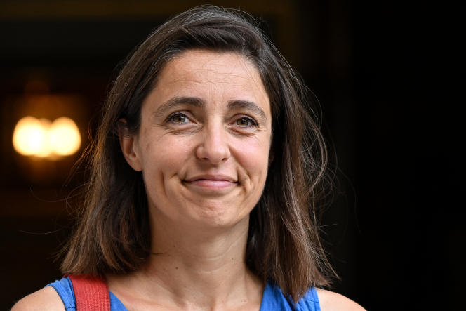 The general secretary of the CGT, Sophie Binet, at Matignon, in Paris, on July 12, 2023.