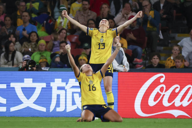The Swedes celebrate their victory over Australia in the small final of the Women's Football World Cup on Saturday August 19 in Brisbane (Australia).