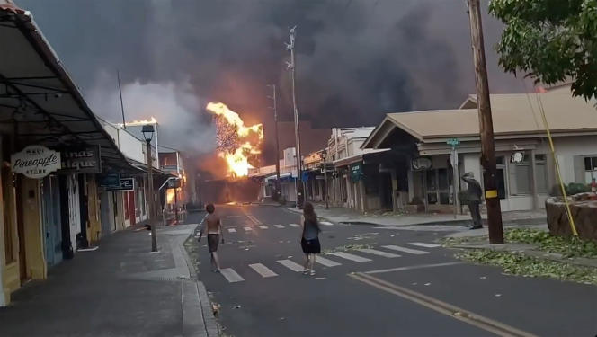 A fire in Lahaina, on the island of Maui, Tuesday August 8, 2023.