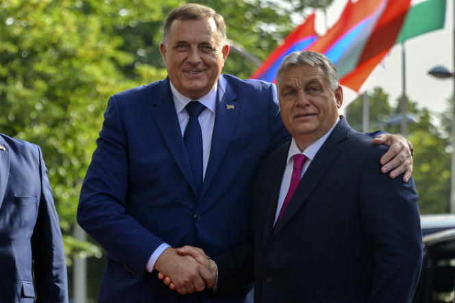 Bosnian Serb Entity Chairman Milorad Dodik and Hungarian Prime Minister Viktor Orban in Banja Luka on June 22, 2023.
