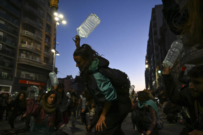 During a demonstration for the defense of water, in Montevideo, on May 31, 2023. 