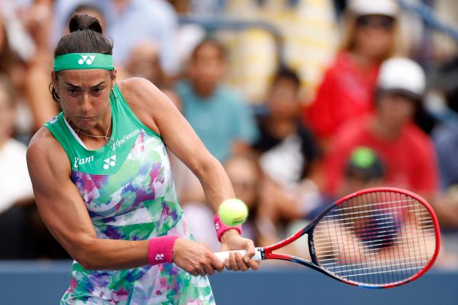 Caroline Garcia during the women's singles first round match on day two of the 2023 US Open on August 29, 2023 in New York.  