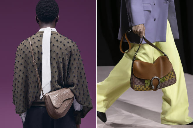 Left: Saddle Boxy bag, by Dior.  Right: Dionysus bag, by Gucci.