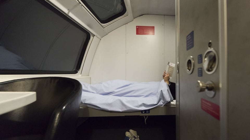 A sleeping compartment of the Nightjet of the Austrian Federal Railways