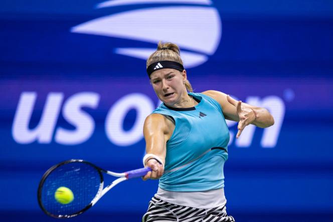 Czech Karolina Muchova in her quarter-final against Romania's Sorana Cirstea at the US Open in New York on September 5, 2023.