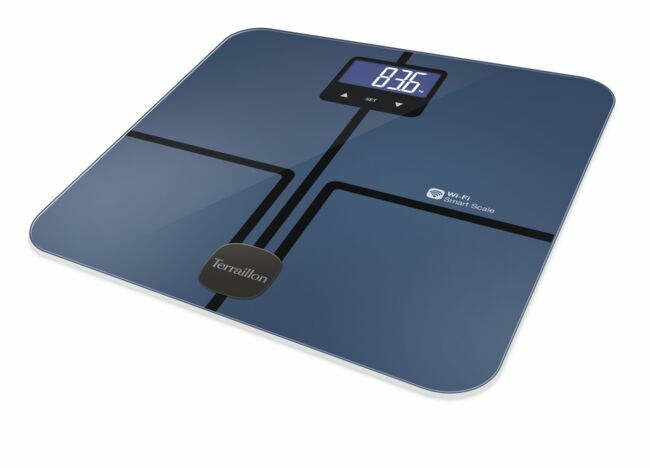 It displays basic body composition data.  It connects via Wi-Fi to the “Myhealth” app, designed to set goals (weight loss, etc.) and visualize the progress made.