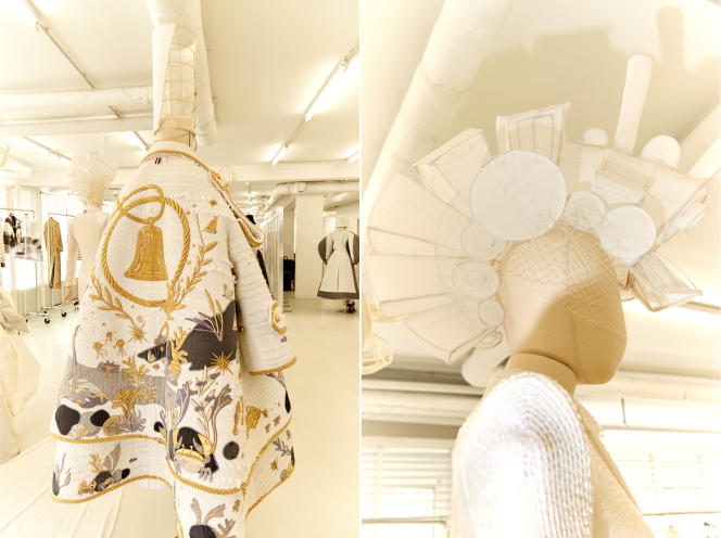 Pieces from the fall 2023 Couture collection, in the Thom Browne showroom, in Paris.