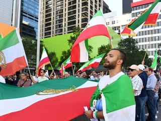 Protesters with Iran flags