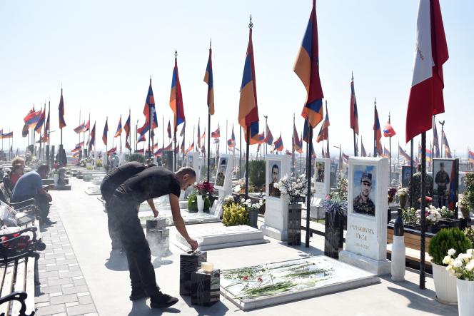 At a memorial war cemetery in Yerevan, September 27, 2023, marking the third anniversary of the start of the Second Nagorno-Karabakh War.