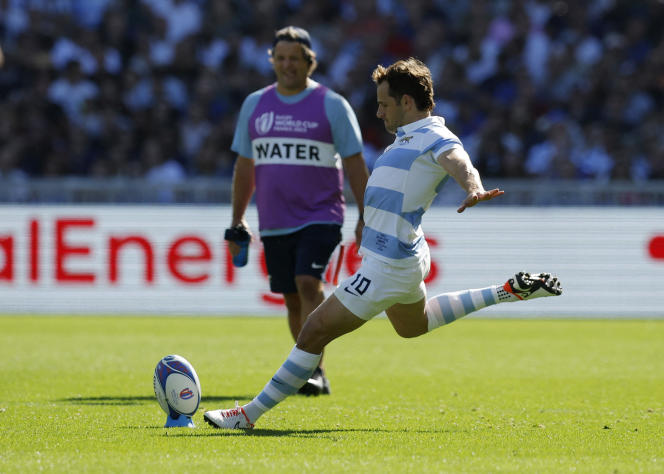Argentinian fly-half Nicolas Sanchez during the match between Argentina and Chile, in Nantes, September 30, 2023.