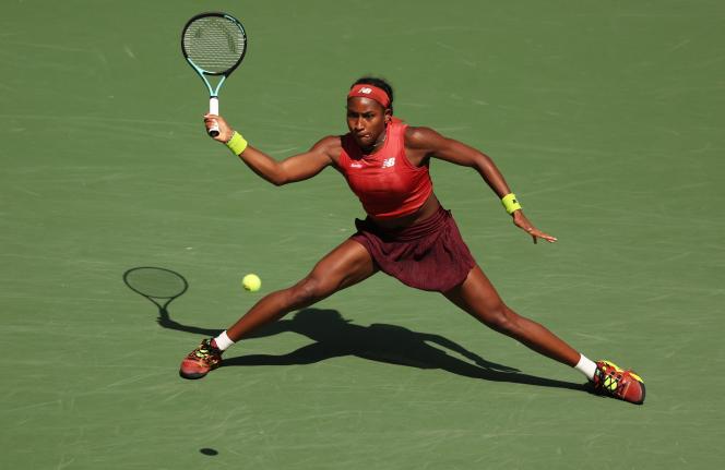 Coco Gauff during her quarter-final against Latvian Jelena Ostapenko at the US Open, September 5, 2023.