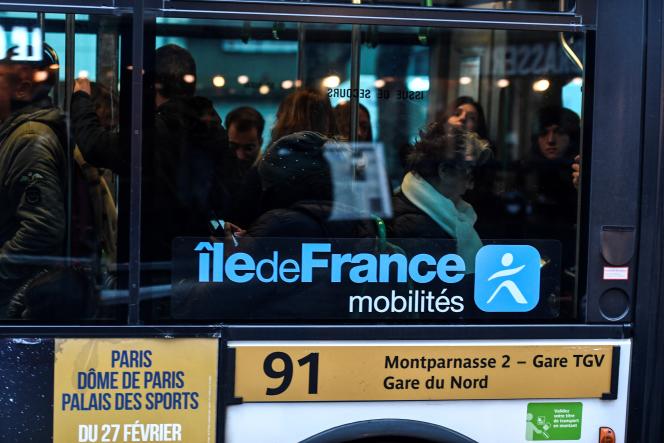 A bus at Montparnasse station in Paris on January 2, 2020.