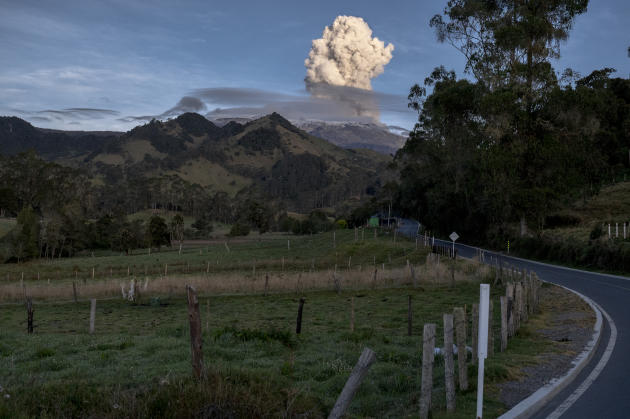 A fumarole rises from the Nevado del Ruiz volcano, Colombia, July 25, 2023.