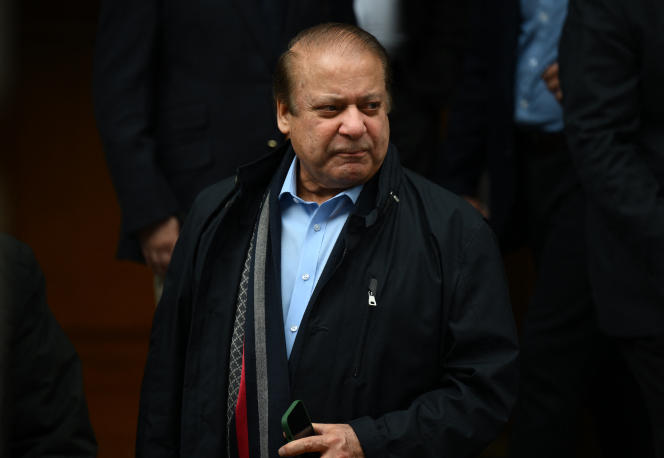Former Pakistani Prime Minister Nawaz Sharif leaves a property in west London, May 11, 2022.