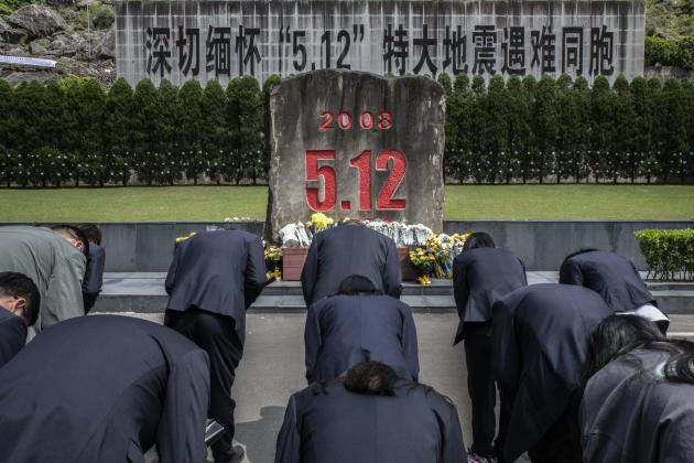 Tribute to the victims of the 2008 earthquake in the ancient city of Beichuan (China), May 12, 2023, fifteen years after the earthquake. 