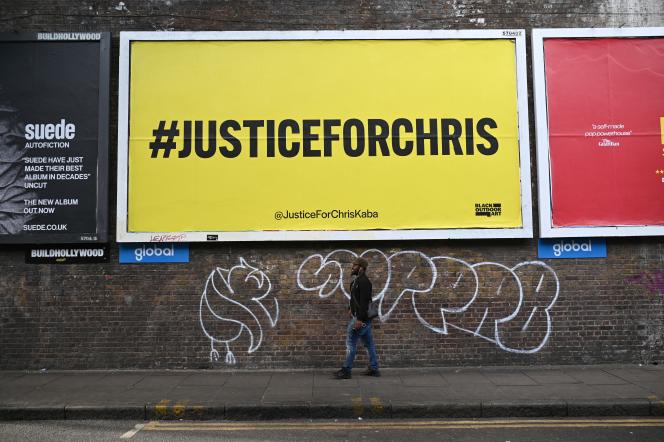 A poster demanding justice following the death of Chris Kaba, in a London street, in September 2022. 