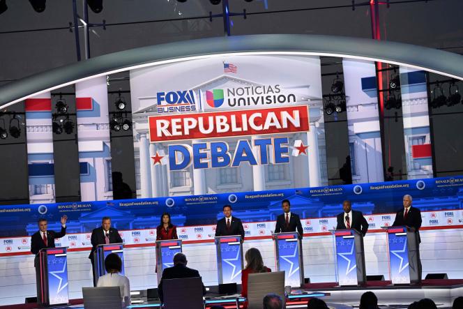 During the Republican nomination debate, in Simi Valley, California, September 27, 2023.